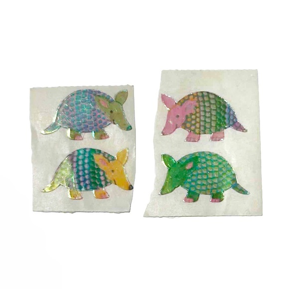 Vintage Sandylion Iridescent Shiny Multicolour Armadillo Stickers Rainbow Animal - Picture 10 of 10